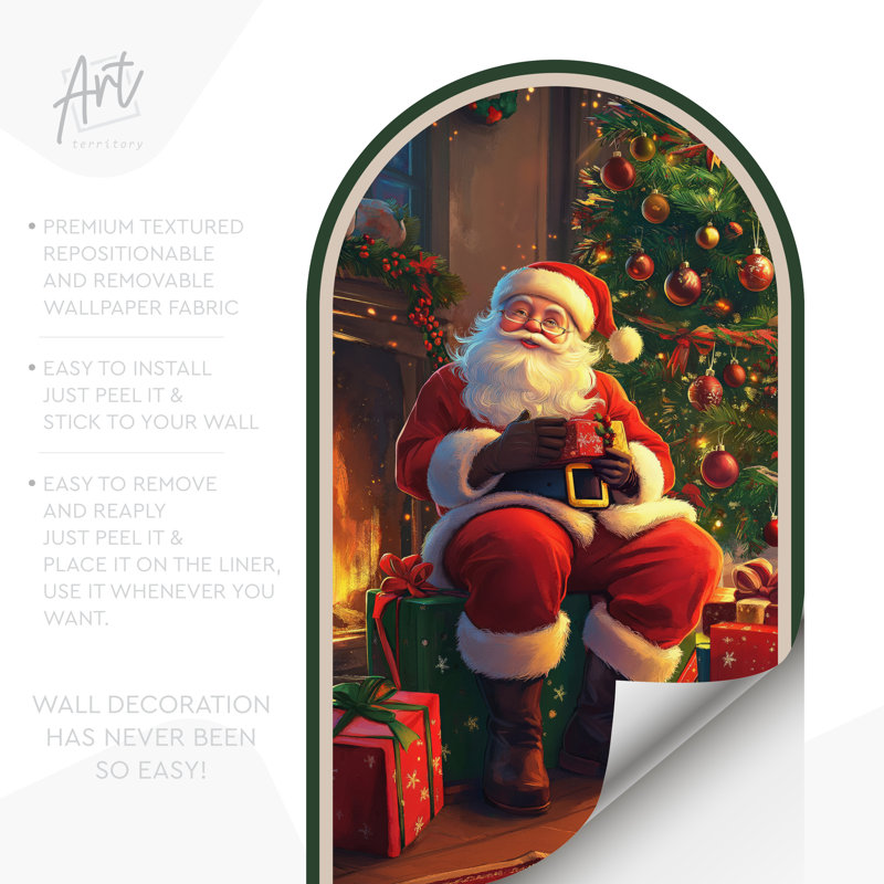 Décalcomanie de Noël, père Noël autocollant non-mural, H 48 po x l 28 po