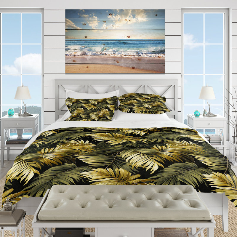 Ensemble de housse de couette Palm Shadows Tropical Pattern - Tropical, Housse de couette simple + 1 taie décorative stan