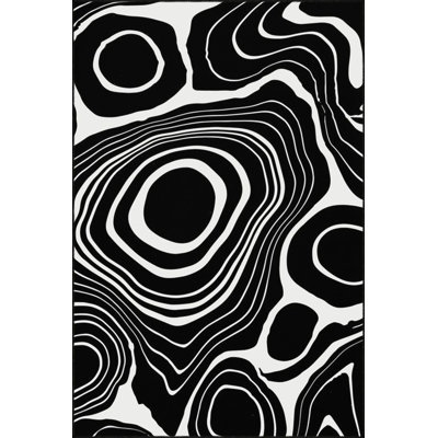 Tapis décoratif moderne noir à motif infini et tapis lavable