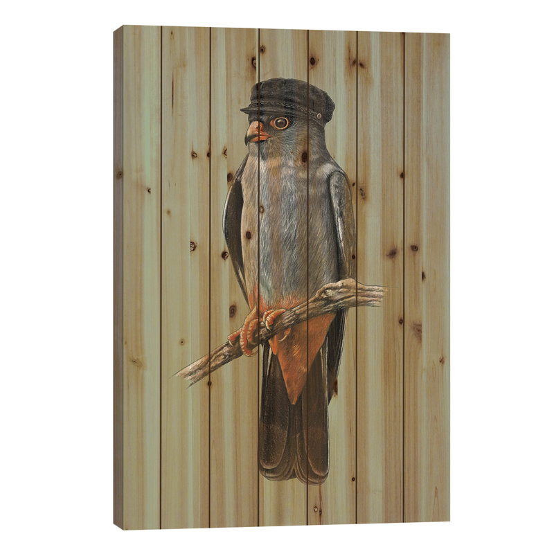 Faucon à pieds rouges par Mikhail Vedernikov - reproduction sur bois sans cadre, L 18 po x H 26 po