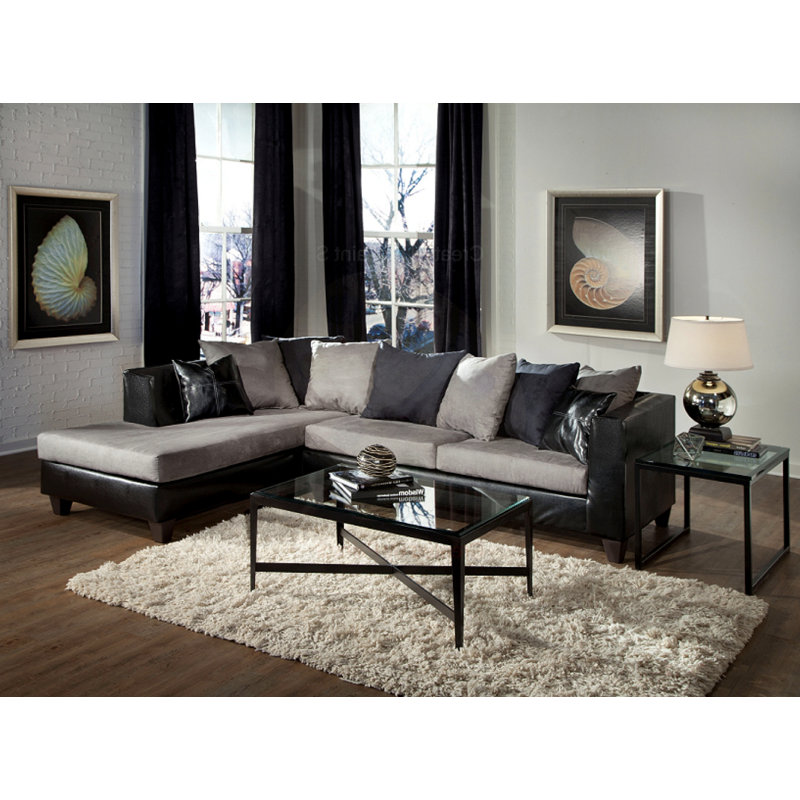 Almondsbury 2-Piece Upholstered Sectional, Gray/Black Polyester Blend, Left Hand Facing