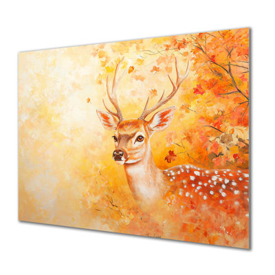 Cerf dans un feuillage d'automne, animaux, impression murale en métal