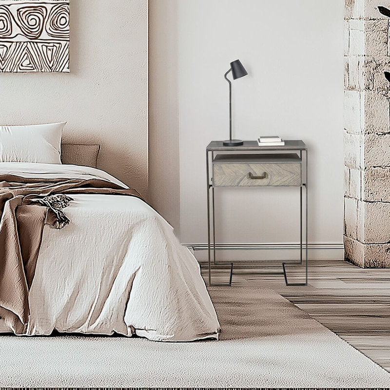 50cm W Steel Bedside Table