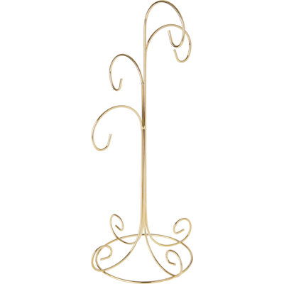 The Holiday Aisle® 4 Tiered Gold-toned Ornament Stand, Tree, 14" H x 6.75" W x 6.75" D