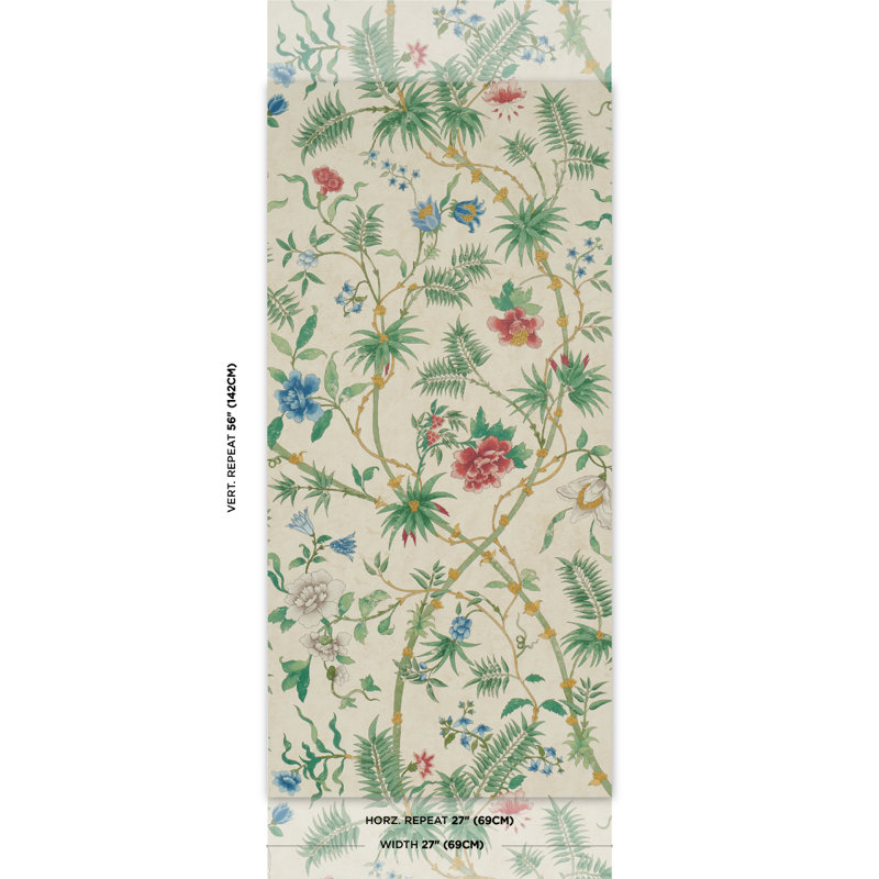Arasi Floral Non-Woven Wallpaper Roll, Parchment