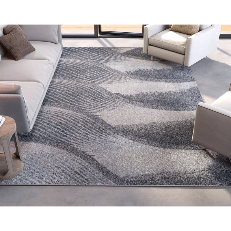 Kohrs Abstract Indoor Rug, Rectangle 6'7" x 9'6", Gray/Blue