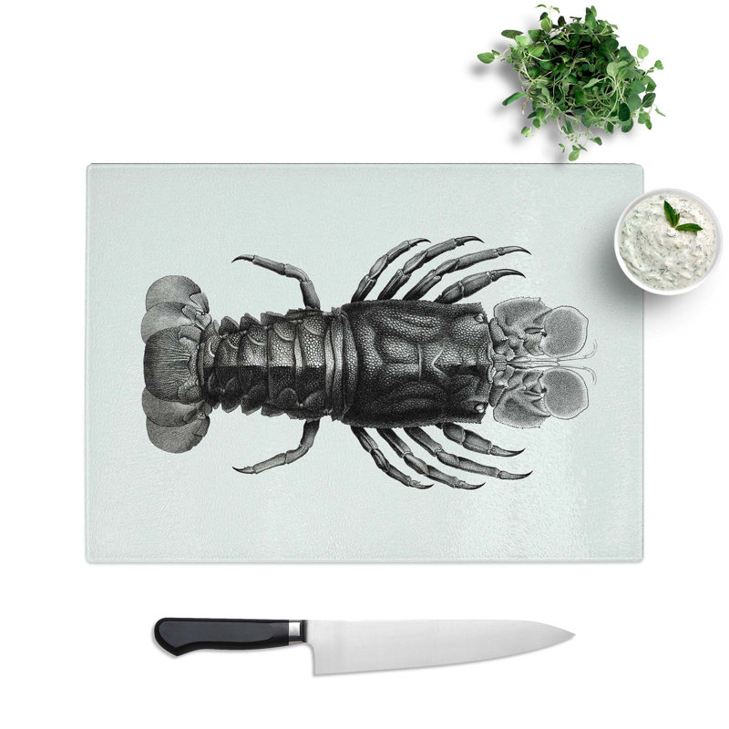 Glass Lobster Illustrations by E.F. Jomard Chopping Board, 39 cm W x 28.5 cm L