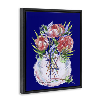 Florals In Milk Glass Floating Frame, design by Susan Lugar