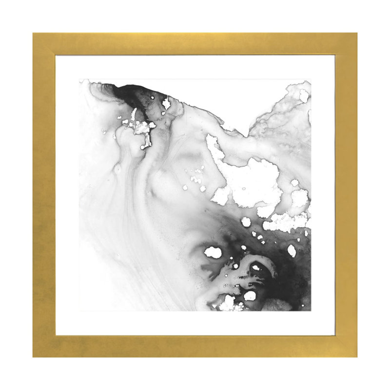 "Fumée & Water III" par Ethan Harper, reproduction d’art, Papier encadré doré, Blanc, H 24 po x l 24 po x p 1 po