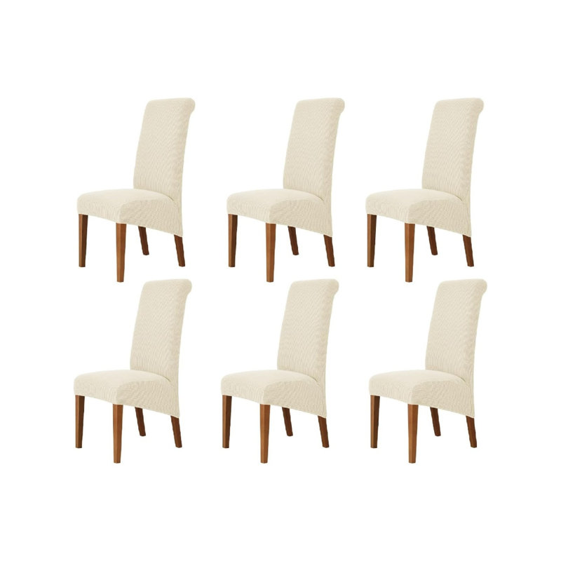 Box Cushion Dining Chair Slipcover, Polyester - Beige
