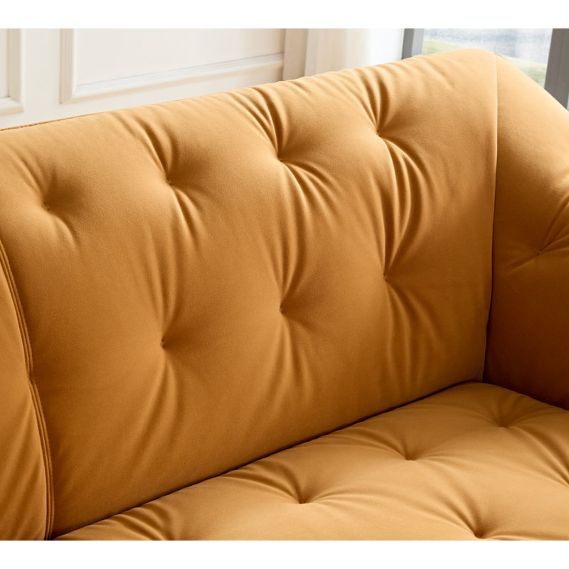 Najya Captivating 89" Reception Sofa with Solid Wood Frame and Tufted Elegance Decor, Orange