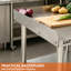 Stainless Steel Work Table - Heavy Duty Commercial Prep Table with Double Layer Storage & Garbage Shelf - 0.7mm Thick Mobile Table with 4 Locking Swivel Casters & Side Hooks