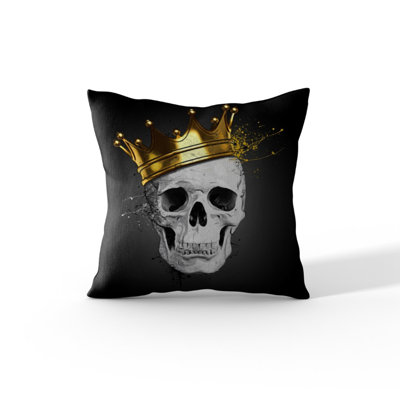  'Royal Skull' Velvet Throw Pillow