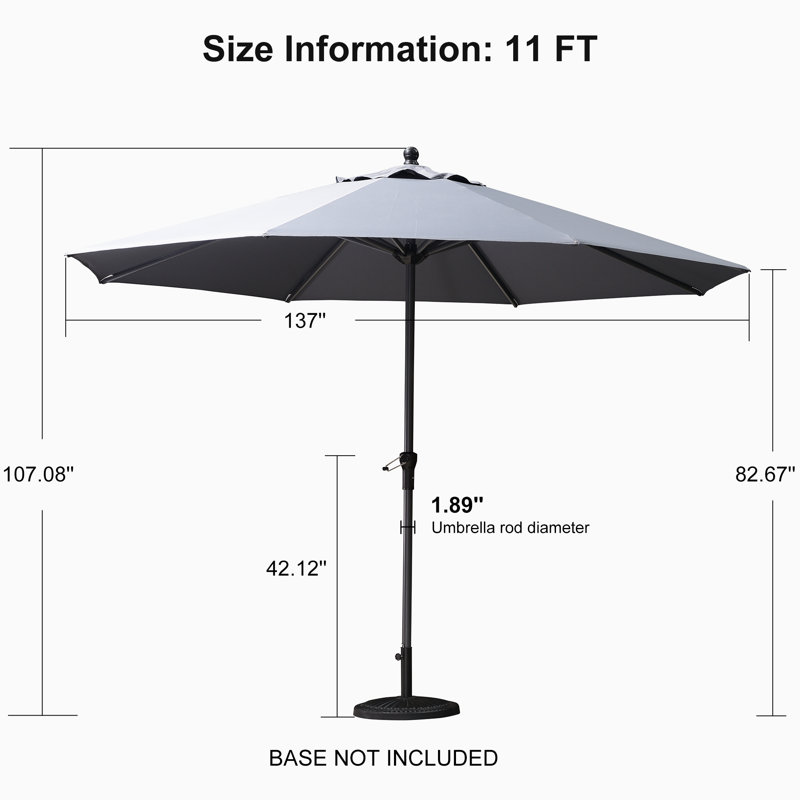 335cm Market Parasol, Light Grey