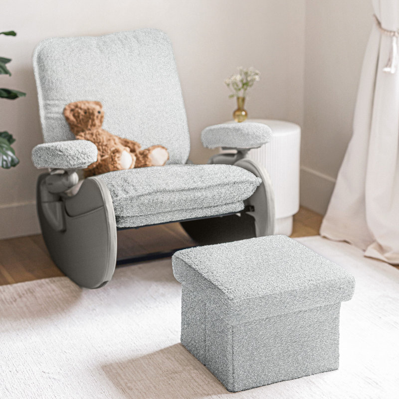 16" Wide Cube Light Gray Storage Ottoman, Light Gray