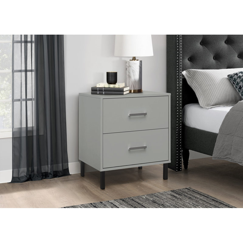 55.12 cm W Bedside Table, Grey