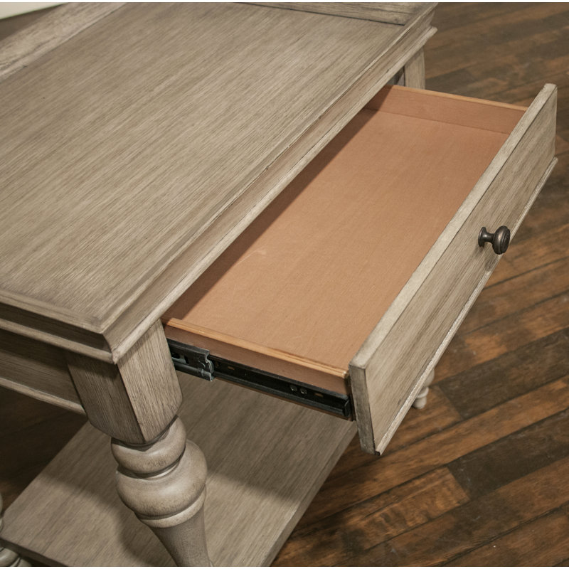 Table de chevet 1 tiroir Krouse, Acacia ensoleillé avec plateau en bois