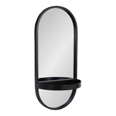 Miroir plat en métal avec tablettes Lumi