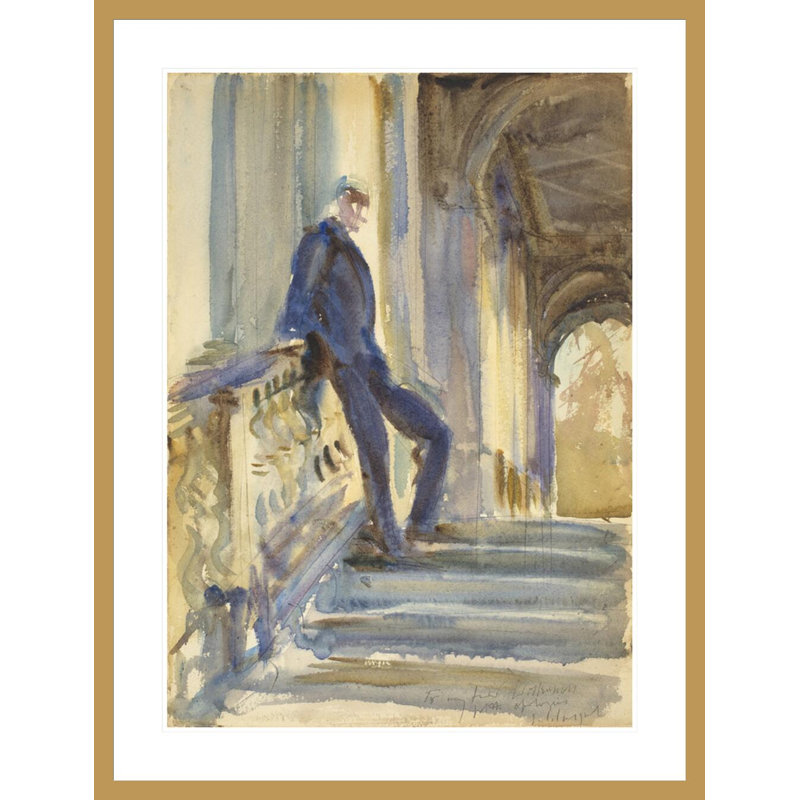 Sir Neville Wilkenson sur les marches d'un Palazzo vénitien, John Singer Sargent, impression giclée encadrée