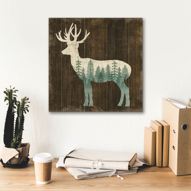 "Epic Graffiti", "Simple Living Deer Silhouette" par Michael Mullan, art mural sur toile, H 18 po x l 18 po x P 0,75 po