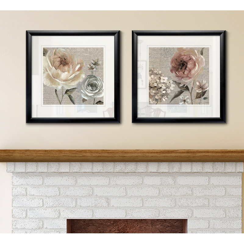 «Blush In Bloom I», ensemble de 2 peintures encadrées