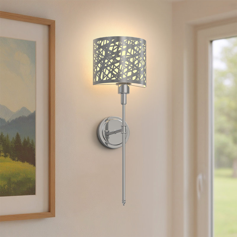 Plug In Wall Sconces, RGBCW Dimmable, Iron Hollow Shade, Remote & Night Light