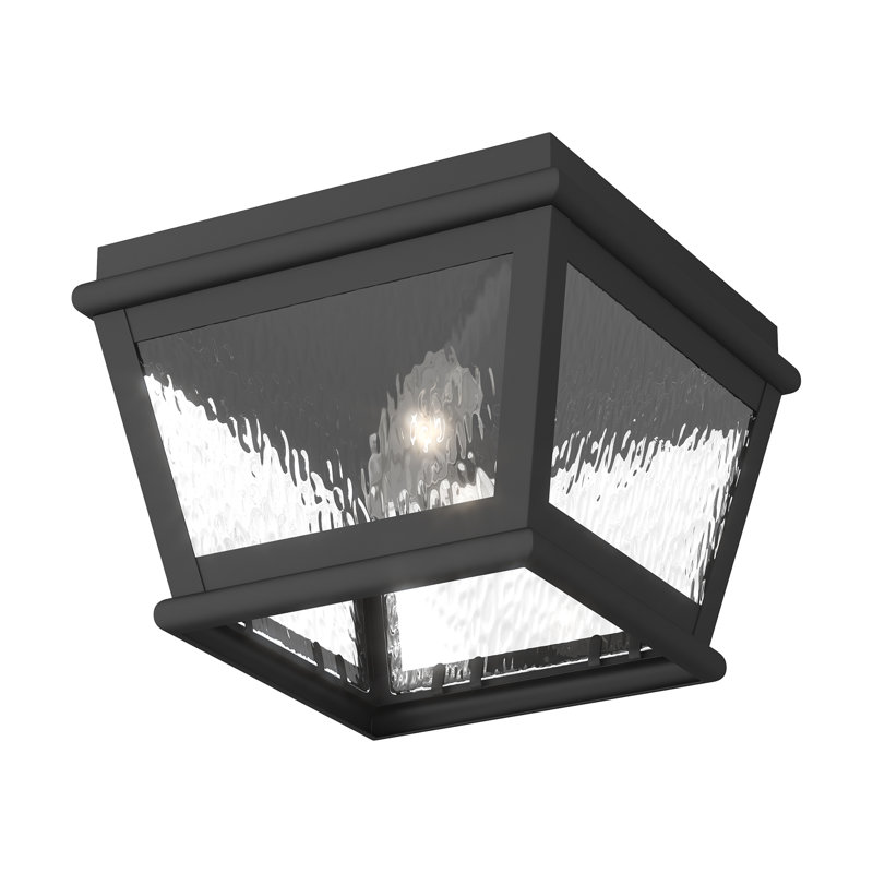 Bethlyn 8'' W Outdoor Flush Mount, Black