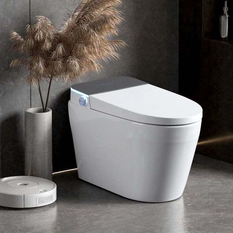 Smart Toilet With Heated Seat, Modern Display, 4 Wash Modes, Multiple Temperature Settings, Auto Flush, Sensor, And Remote Control For Bathroom