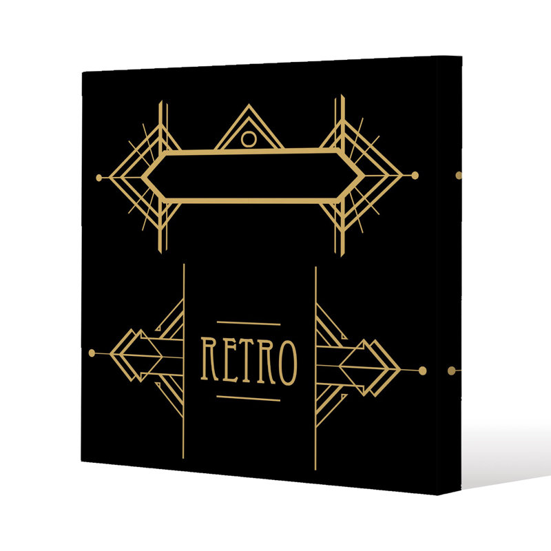 Art Deco Retro Slim Style Canvas Print , 15mm Slim Real wood., 30 cm H x 30 cm W