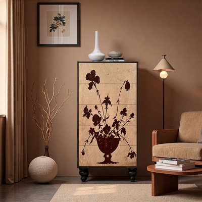 Five Drawer Pine Storage Cabinet
