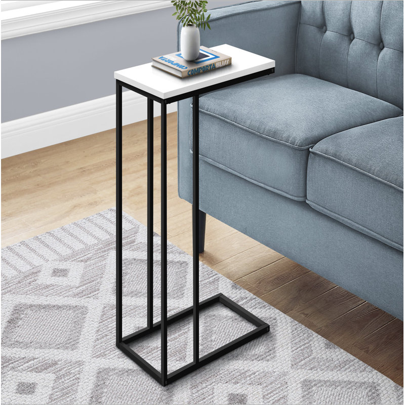 Table d'appoint, en forme de C, bout, côté, collation, salon, chambre à coucher, White