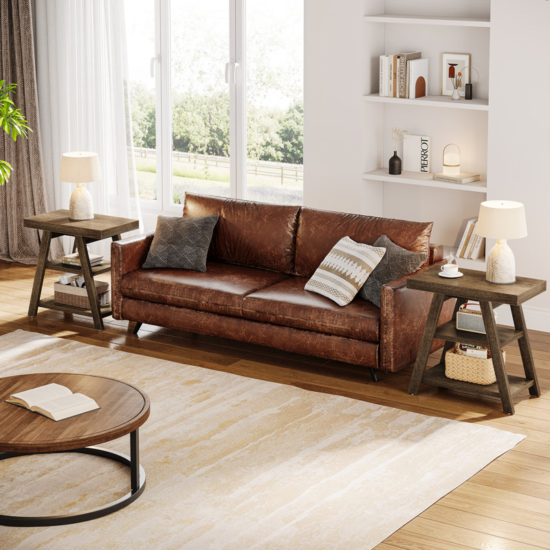 3-Tier Farmhouse End Table Narrow Sofa Side Table