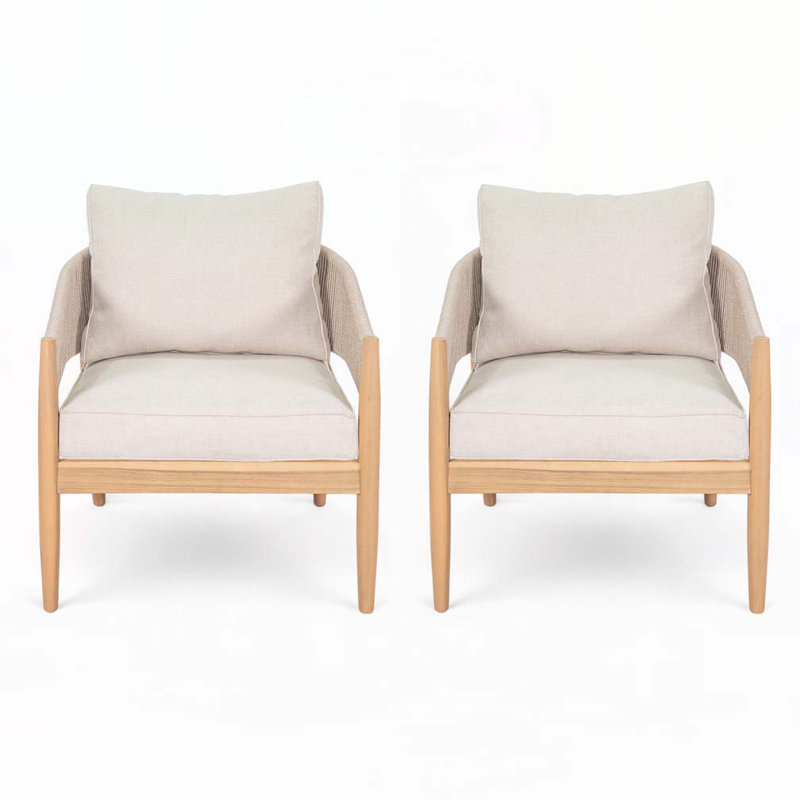 Fauteuil club d'extérieur en bois d'acacia, Brun clair / naturel