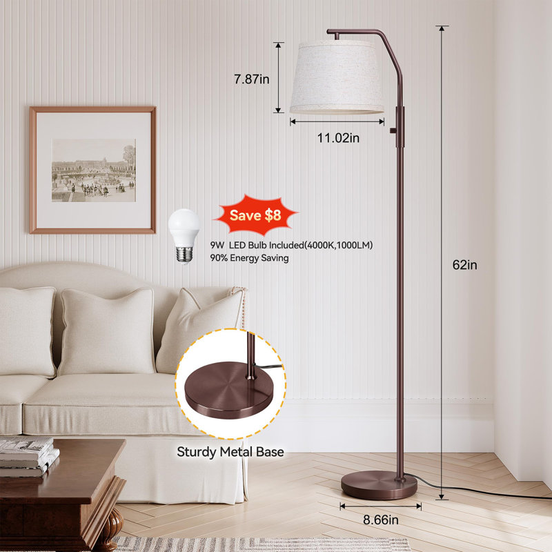 Dimmable modern arc floor lamp, Brown