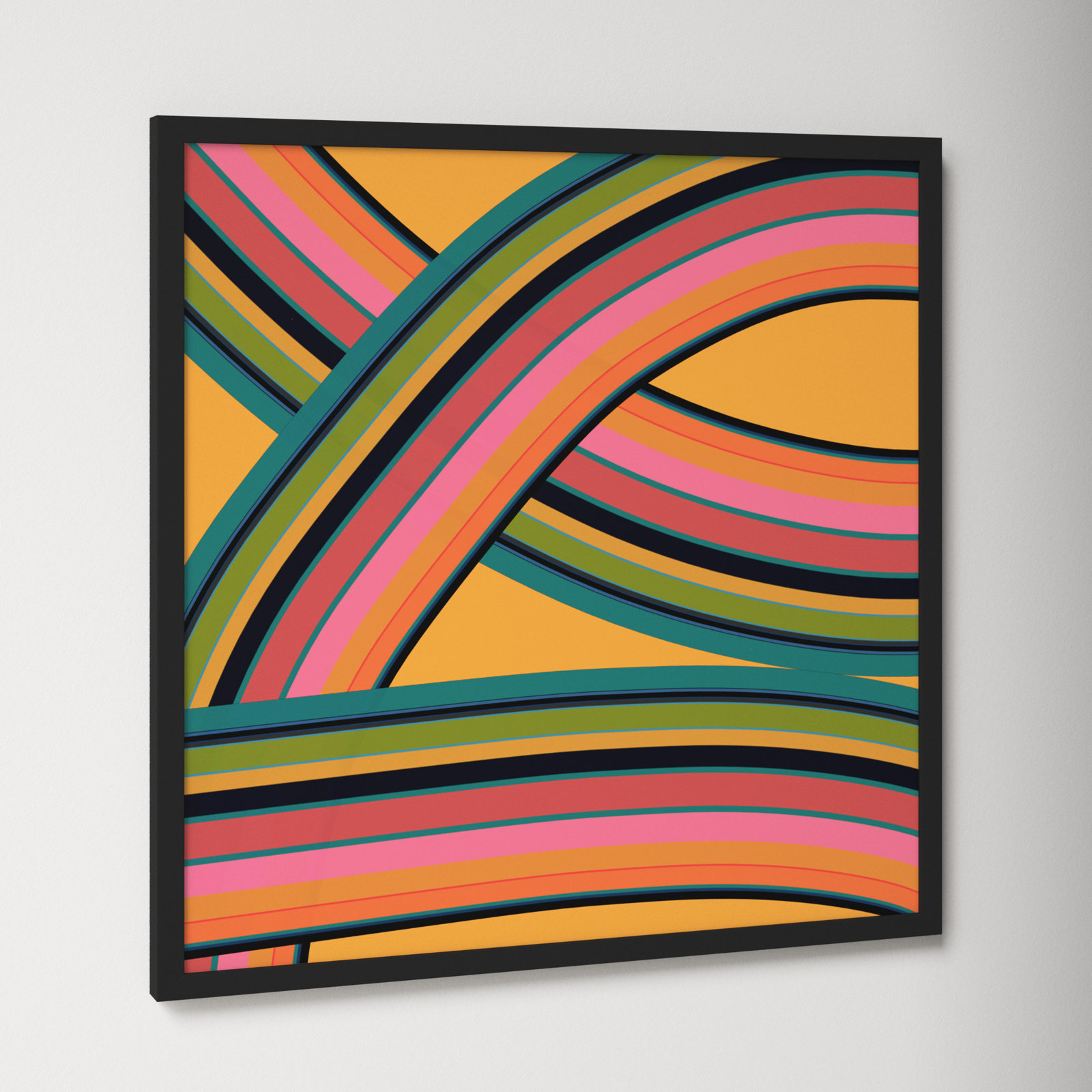 Twist Series I "Fiesta Twist" Print, Black, 30" H x 30" W x 1.25" D