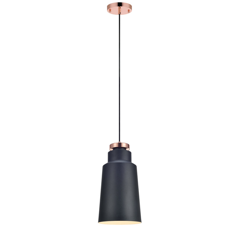 Deangalo 1 - Light LED Single Pendant, 96.6" H x 8" W x 8" D, Black, Black