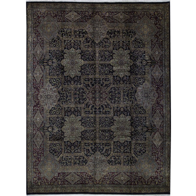 Tapis noir et vin noué à la main de haute qualité