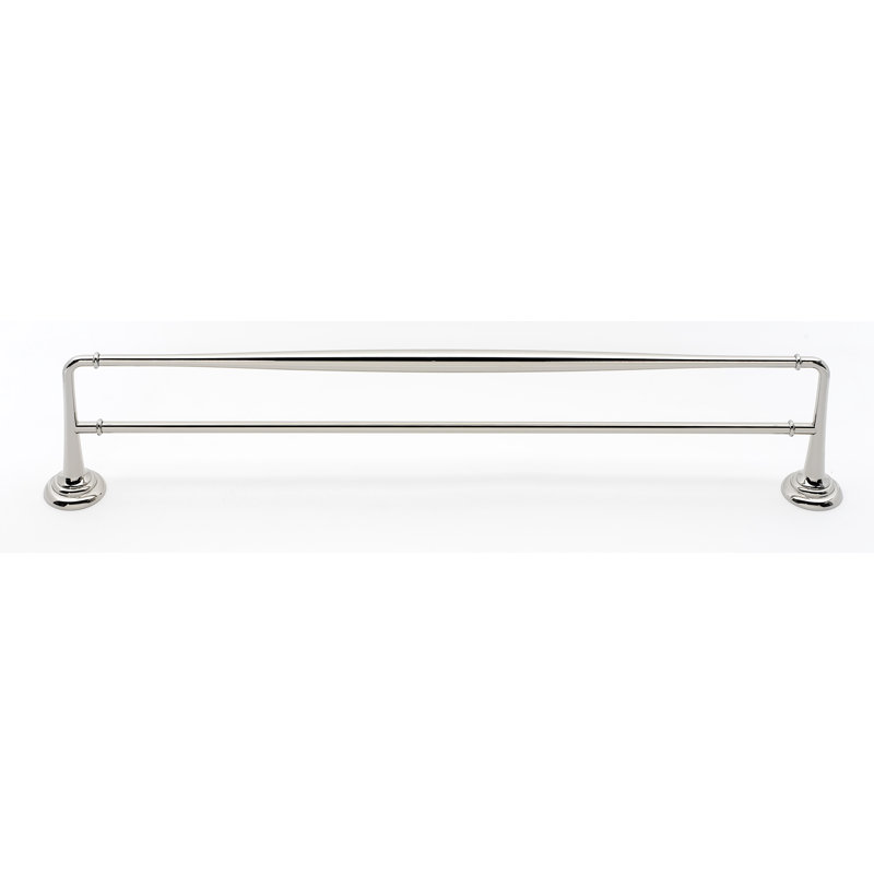 Charlies Double Wall Mounted Towel Bar, Polished Nickel, 0.75" H x 26" W x 5.31" D
