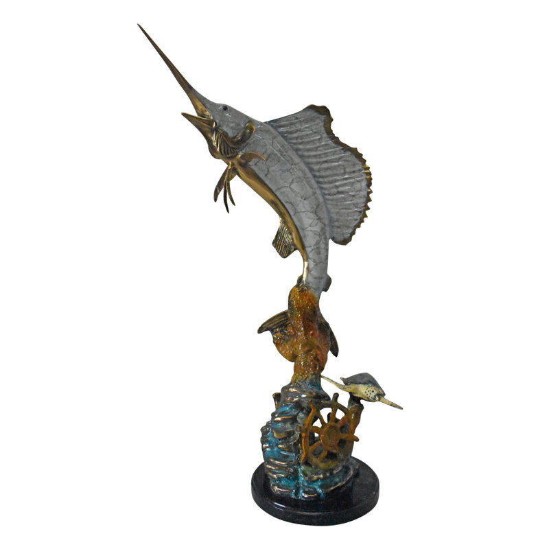 Statue de voilier avec tortue Alfreda - taille: L 12 po x l 18 po x H 31 po