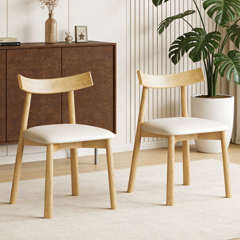 Ensemble de 2 chaises de salle à manger en bois massif, Bois naturel