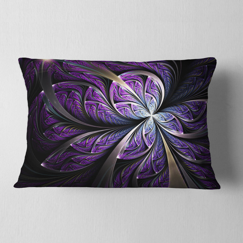 Coussin lombaire floral fractal scintillant