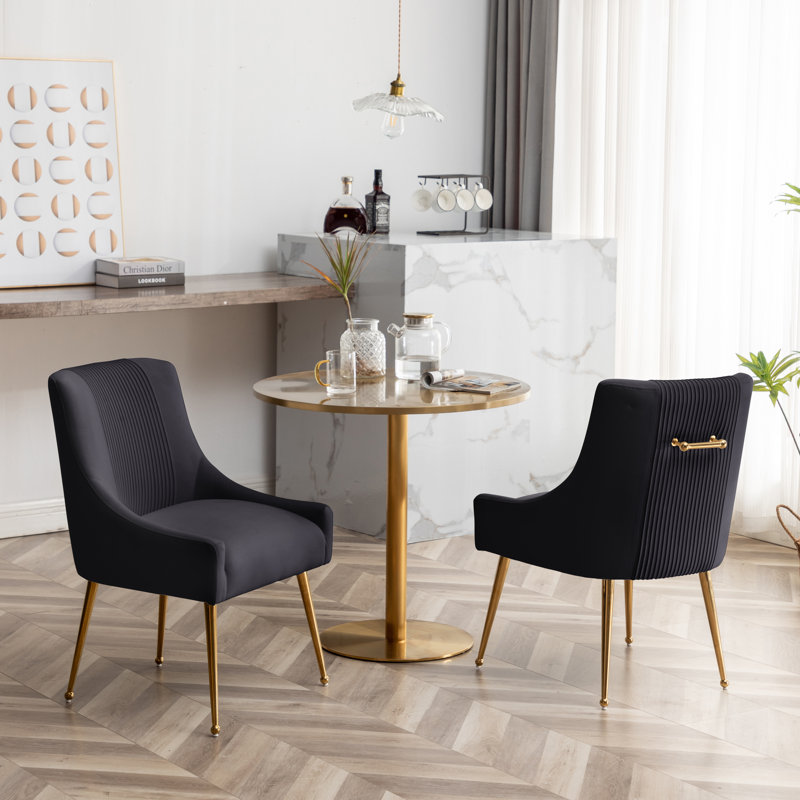 Elian 19.7'' H Velvet Upholstered Side Chair, Black