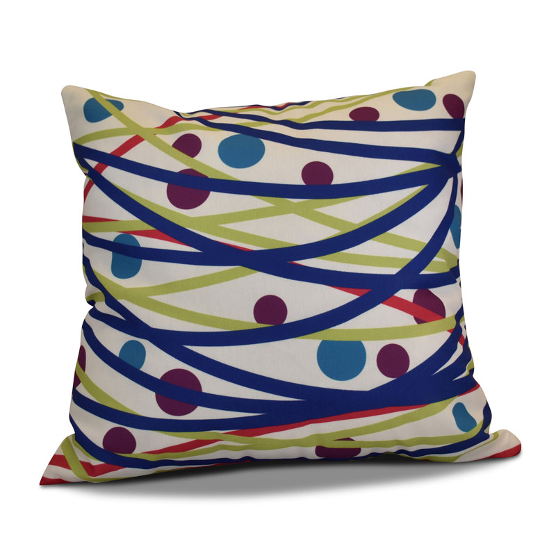 Coussin décoratif d’extérieur doodle, H 16 po x l 16 po, Bleu royal