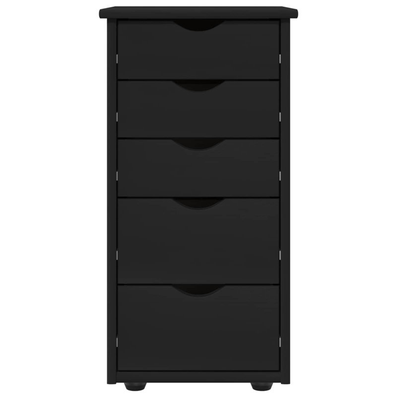 Solid Wood 34 cm W Chest of 5 Drawers, Black