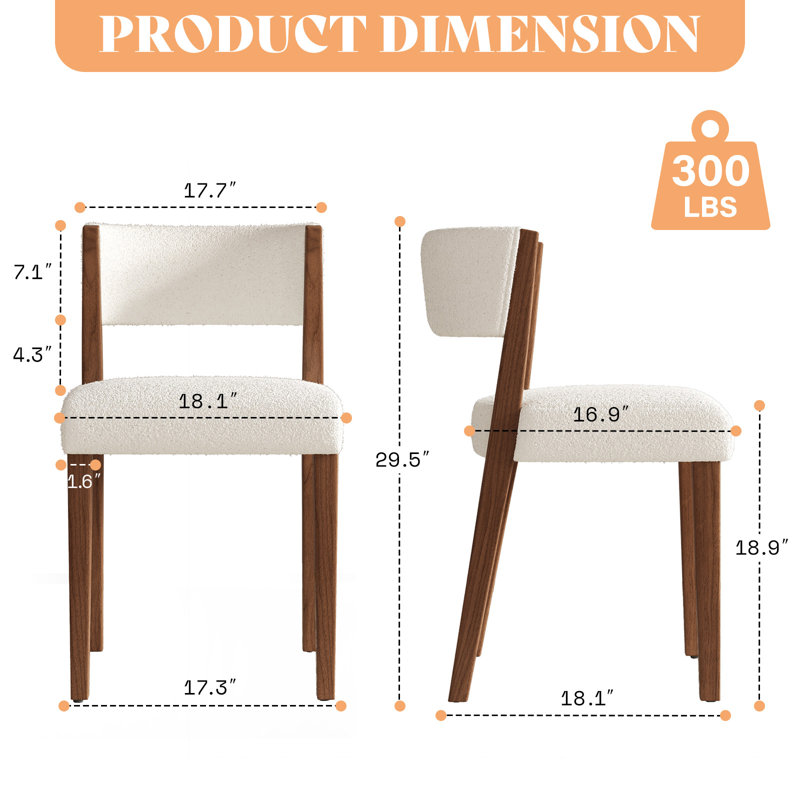 Mendivil Upholstered Dining Chairs with Pine Wood Legs, 1