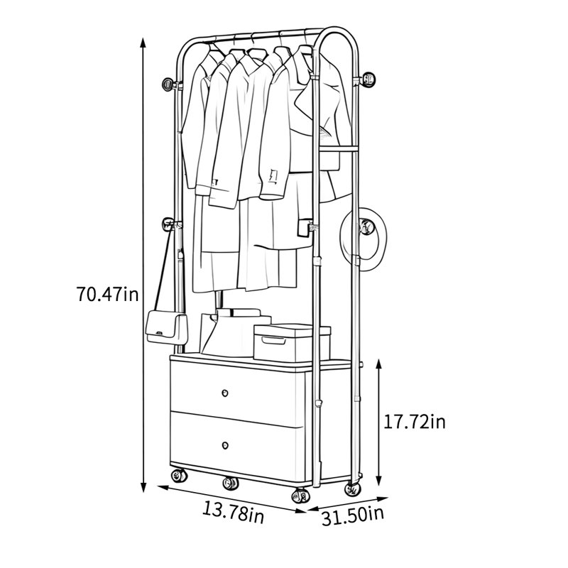 Solid Wood Coat Rack Storage Cabinet, Black