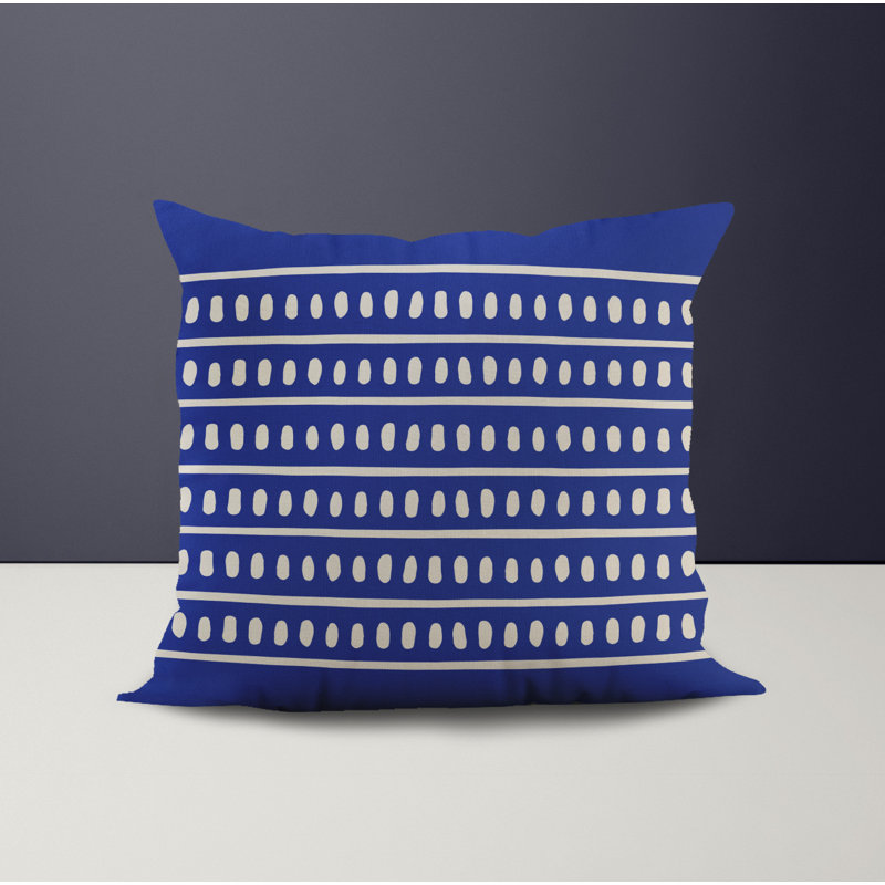 Jeté carré en polyester intérieur / extérieur, L 19 po x H 19 po, Bleu marine