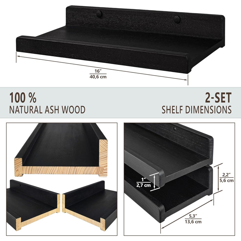 Bovian Floating Shelf, 40.60" H x 13.60" W x 5.60" D, Black