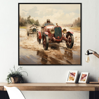 «Red Car 1930 Race Car Tracks I», art mural rouge