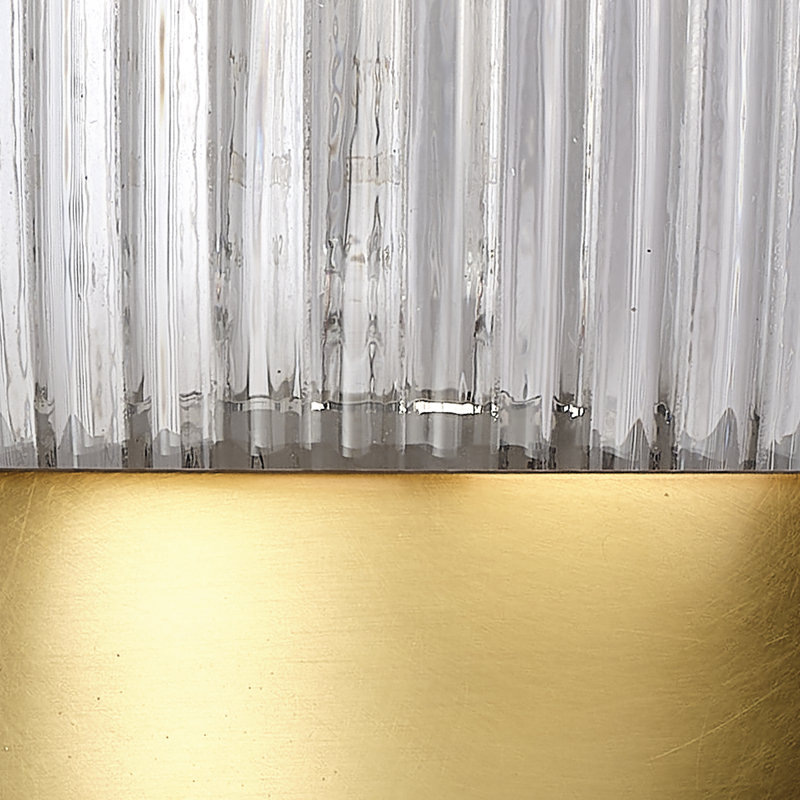 Polished Brass Sconce with Clear Ribbed Glass Shade